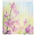 thumbnail image 3 of Ambesonne Floral Shower Curtain, Larkspur Petals Summer, 69"Wx84"L, Pale Green Pale Pink, 3 of 3