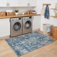 thumbnail image 5 of Wonnitar 3'x5' Vintage Entryway Rug, Washable Small Area Rug for Kitchen Non Slip Stain Resistant, Low Pile Medallion Throw Rug for Bedroom Bathroom Laundry Room, Blue, 5 of 12
