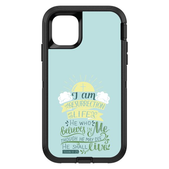 DistinctInk Custom SKIN / DECAL compatible with OtterBox Defender for iPhone 11 Pro MAX (6.5" Screen) - John 11:25 - I am the Resurrection and the Life