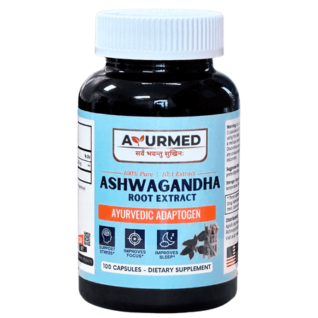 Apollo Ayurveda Organic Ashwagandha Capsules - Adaptogen Supplement, 100 Capsules