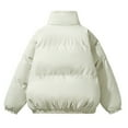 thumbnail image 6 of Uaswgudfs Women's Solid Color Puffer Jacket Zipper Drawstring Stand Collar Long Sleeve Casual Outerwear with Two Pockets Beige L, 6 of 6