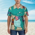 thumbnail image 2 of Pofeuu Cool Dino Playing Skateboard Print Hawaiian Shirt for Men Sleeves Casual Button Down Summer Beach Dress Shirts T-Shirts,Medium, 2 of 7