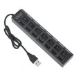 thumbnail image 1 of DPTALR 7 Ports LED USB 2.0 Adapter Hub Power on/off Switch For PC Laptop BK, 1 of 2