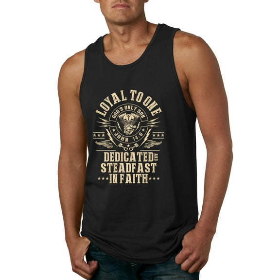 Wild Bobby, Loyal To One Dedicated Steadfast In Faith | Religious Bible Verse John 14:6 Inspirational/Christian Men Graphic Tank Top, Black, Small