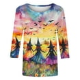 thumbnail image 5 of QTOCIO 3/4 Hauts à Manches pour Femmes, Hauts d'Été à Manches 3/4 pour Femmes, T-shirt Décontracté Imprimé à Col Rond pour Femmes, Blouse à la Mode, 5 of 5