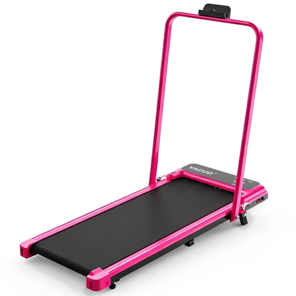Yagud Walking Pad Treadmill with Handle Bar & 4% Incline, Foldable Portable Treadmill for Running, Small Under Desk Treadmill for Home, Pink Walking Pad