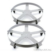 2) Extra Heavy Duty 55 Gallon Drum Dolly Dollies Swivel Casters Steel Frame Non Tip 1250 lbs 5 Wheel by Red Hound Auto