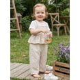 thumbnail image 6 of BemeyourBBs Toddler Baby Girls Striped Overall Romper Cute Infant Baby Girl Summer Clothes Stripe Print Sleeveless Ruffled Wide Legs Long Pants One Piece Jumpsuit, 6 of 9