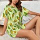 thumbnail image 4 of Balery Fresh Corn Conjunto de Pijama para Mujer con Estampado, Dos Piezas de Manga Corta y Shorts, Ropa de Dormir Suave con Cuello Redondo y Bolsillos-Small, 4 of 6