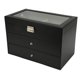 thumbnail image 3 of Caja de almacenamiento de gafas de 3 capas, 18 ranuras, vitrina de gafas de sol de cuero PU de fibra de carbono, Interior gris, 3 of 5