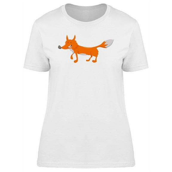 Cute Red Fox Cartoon T-Shirt Women -Image by Shutterstock, Female Medium