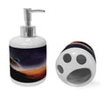 thumbnail image 2 of Ambesonne Nebula Soap Dispenser & Toothbrush Holder Set, Solar Sky Orbit Comet, 2 Pcs, Purple Dark Orange, 2 of 6