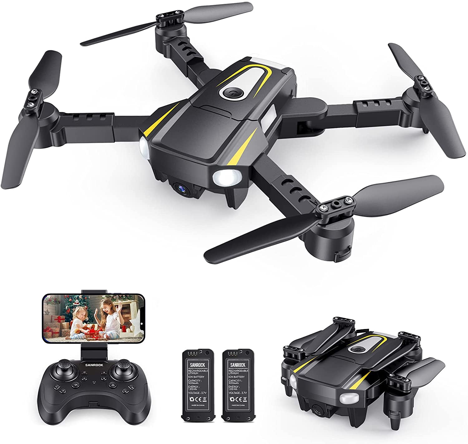 1080P HD Foldable RC Drone for Beginners Headless Mode 3 Speed Modes Gesture Control 360° Flips Trajectory Flight Mini Drone for Kids 8-12 with Camera Altitude Hold One Key Taking Off/Landing 