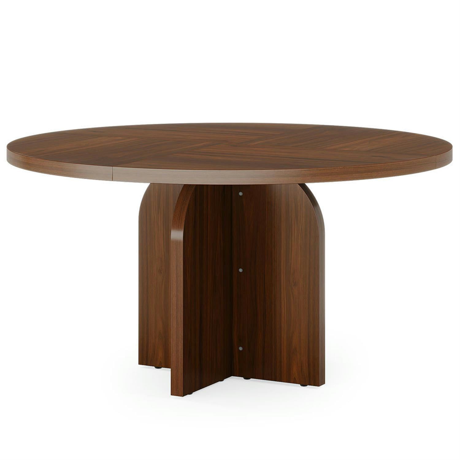 Demi Bonn 47" Modern Round Dining Table for 4 People, Wood Farmhouse Kitchen Dinner Table for Dining Room, Living Room Furniture, Brown