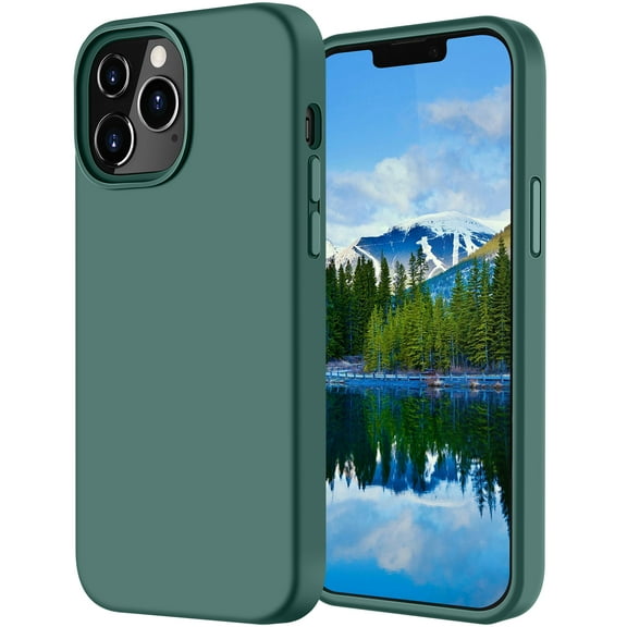 MCUCA iPhone 12 Case / iPhone 12 Pro Case, Silicone Full Body Protection Ultra Slim Soft Touch Microfiber Lining Shockproof Phone Case, 6.1 inch (Pine Green)