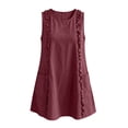 thumbnail image 6 of VBVC Women's Ruffle Trim Sleeveless Tunic Dress,Crew Neck Shift Mini Dress For Women,Ladies Lightweight Summer Breathable Dress with Pockets,Wine,S-2XL, 6 of 8
