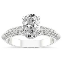 Oval Shape 5 Carat IGI Certified Lab Grown Diamond Ring | 14K White Gold |Dua Side Stone Knife Edge Diamond Ring | FG-VS1-VS2 Quality Friendly Diamonds