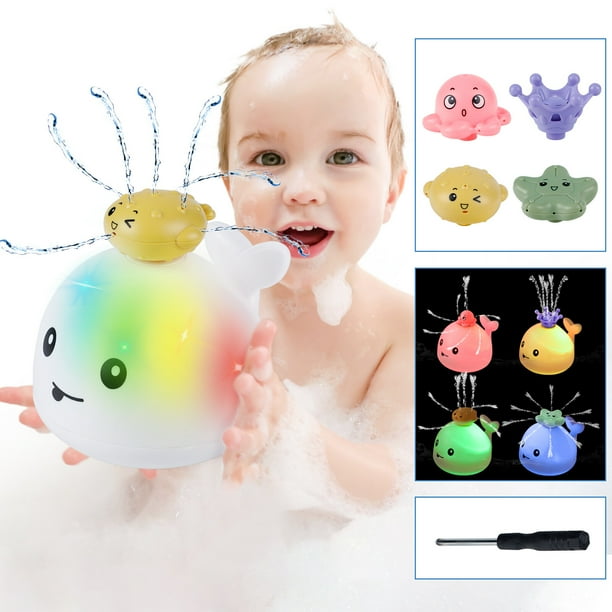 Water Spray Toy Electric Whale Rotatable Light up Bath Sprinkler Toy