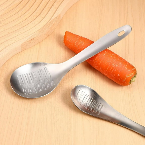 Stainless Steel Grater Spoon for Garlic Ginger, Press Fruit Vegetable Grater Spoon, Kitchen Manual Grater for Cheese Chocolate Root Vegetable