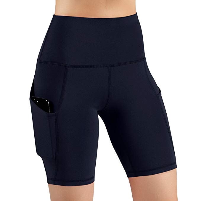 AXXD Shorts For Women Clearance Under $10,High Waist Out Pocket Yoga Short  Running Athletic Yoga Biker Shorts Women Navy M