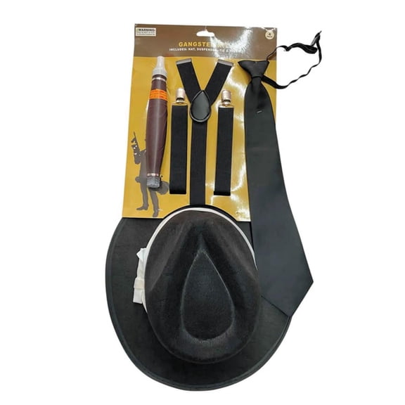 Morris Costumes Adult Mobster Halloween Costume Costume Accessories Sets 4pc - Black Medium