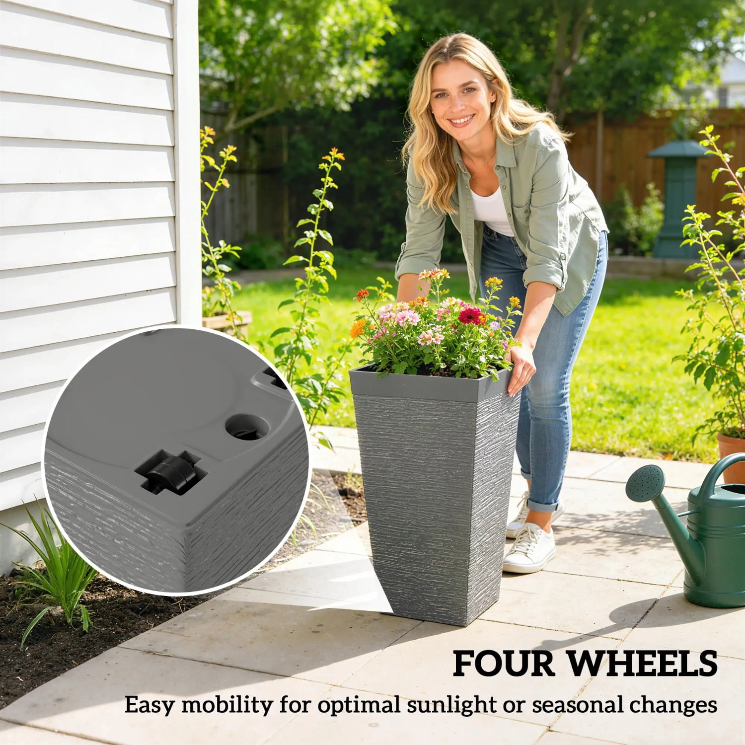 Set of 3 Plastic Flower Pots