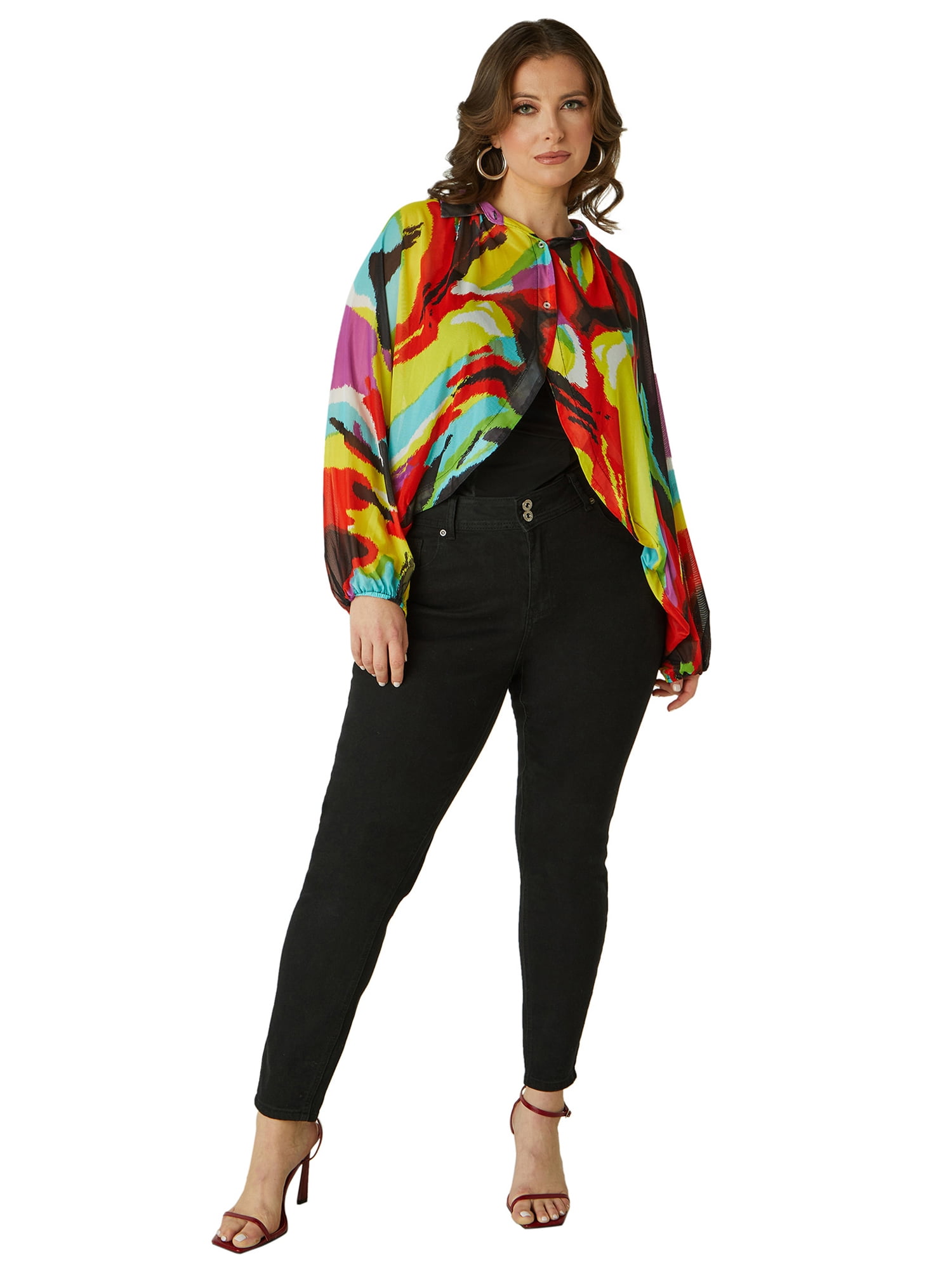 Ashley Stewart Women's Plus Printed Collared Shrug, Sizes 10/12-26/28