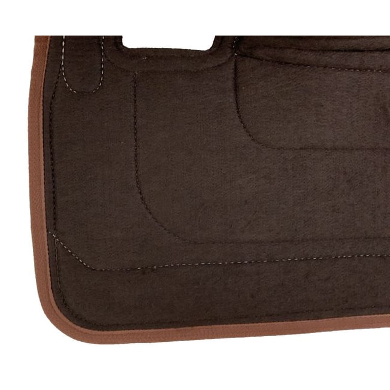 Tapis De Selle Showman 30x30 Cm En Feutre Marron Avec Bordure En Cuir Floral Sculpté – Confort Et Style Pour Votre Cheval