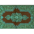 thumbnail image 1 of Ahgly Company Indoor Rectangle Medallion Turquoise Blue Traditional Area Rugs, 7' x 9', 1 of 4