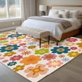 thumbnail image 4 of Colorful Flower Large Area Rugs 6x9 ft Boho Style Retro Yellow Pink Green Floral Watercolor Washable Rug Non Slip Indoor Carpet Absorbent Floor Mat for Living Room Bedroom Dining Room, 4 of 9