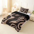 thumbnail image 2 of Homewish Retro Wavy Swirl Twin Comforter Sets,Aesthetic Geometric Bedding Set,Brown,Black Reversible,2-Piece,1 Comforter and 1 Pillowcase, 2 of 7