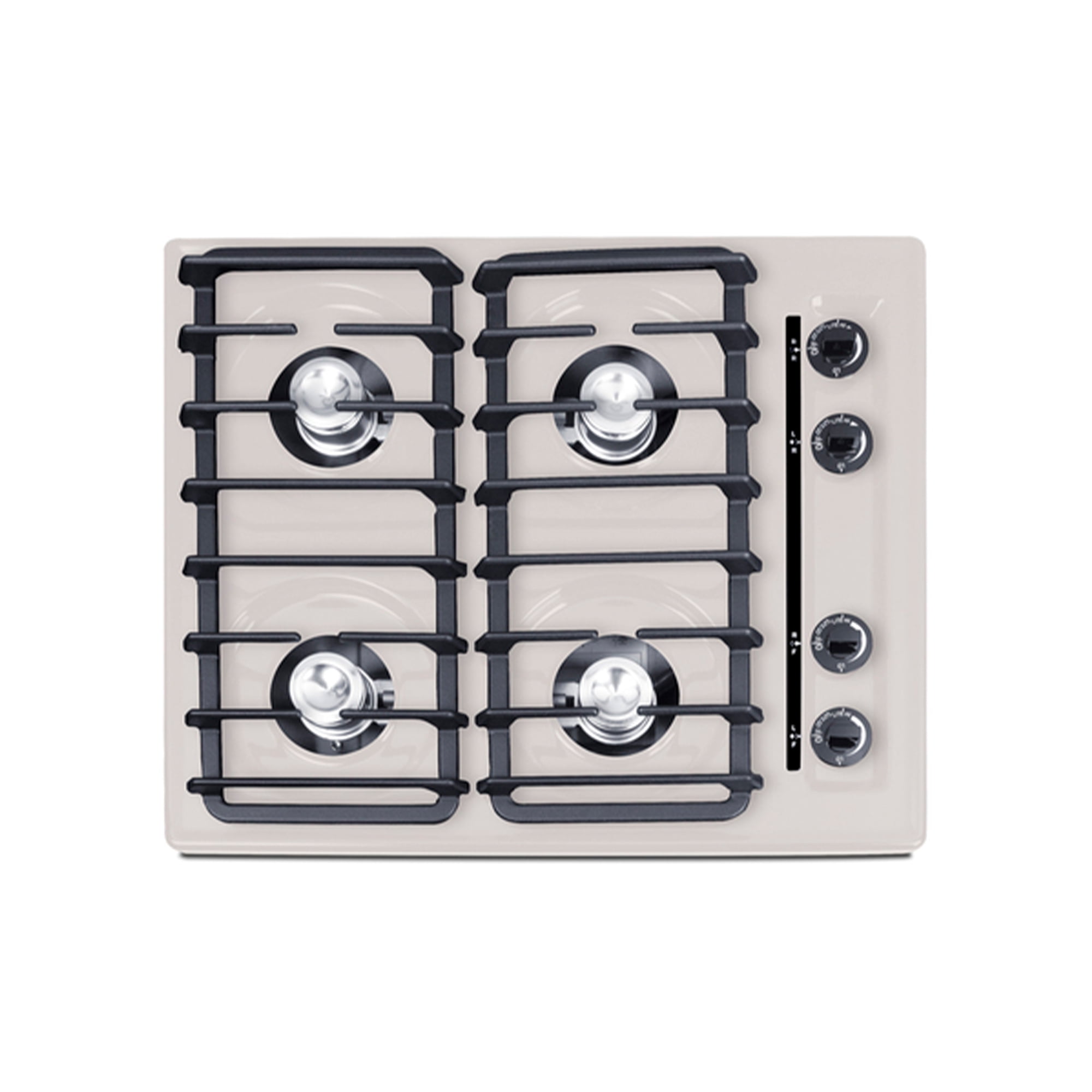 Summit 24 Inch Gas Cooktop, 4 Burners, Electric Ignition, 115V-3 Gas Cooktop, Made in the USA, Bisque - SNL033I