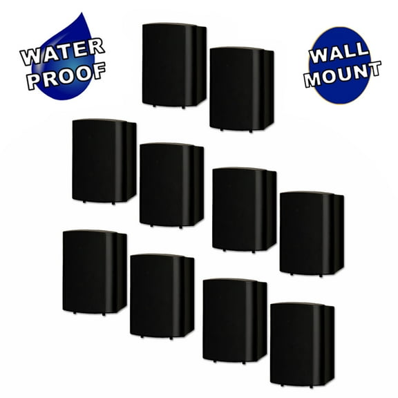 Theater Solutions TS425ODB Indoor or Outdoor Speakers Weatherproof Mountable Black 5 Pair Pack