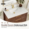 thumbnail image 4 of Shenzhen 36" Single Bath Vanity in Aged Dark Brown Oak with Composite Stone Top, 4 of 11