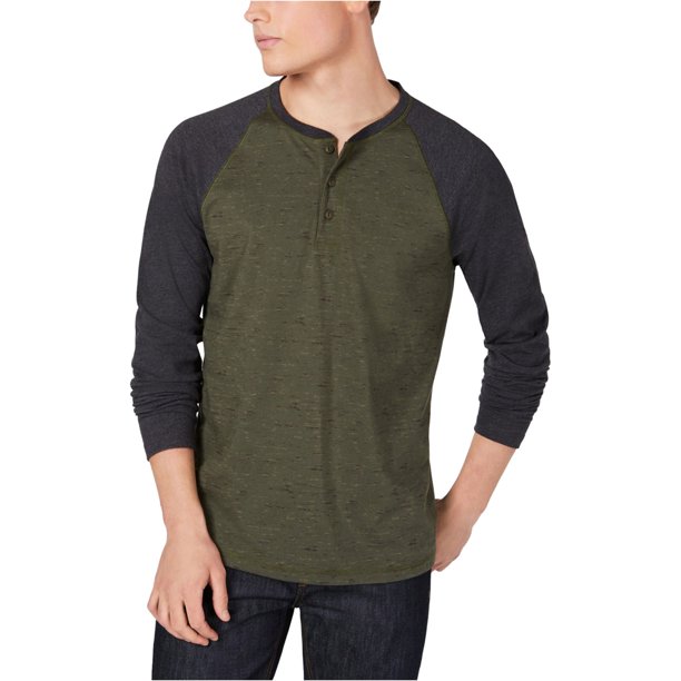 American Rag Camiseta básica Henley para hombre, verde, XXL American Rag Camiseta básica