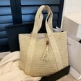 thumbnail image 2 of Straw Beach Bag - Women Beach Handmade Woven Tote Bag, Summer Mesh Hollow Shoulder Bag for Holiday, 2 of 9