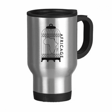 

Map Cage Continent Africa Travel Mug Flip Lid Stainless Steel Cup Car Tumbler Thermos