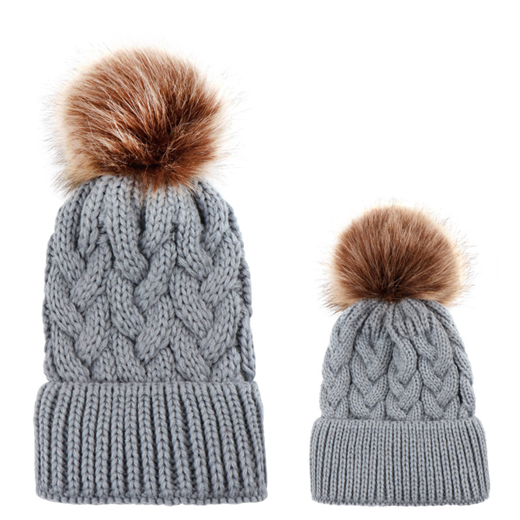 mom and baby matching winter hats