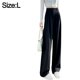 thumbnail image 2 of Pantalones casuales de pierna ancha, cintura alta, abotonados y rectos para mujer, 2 of 7