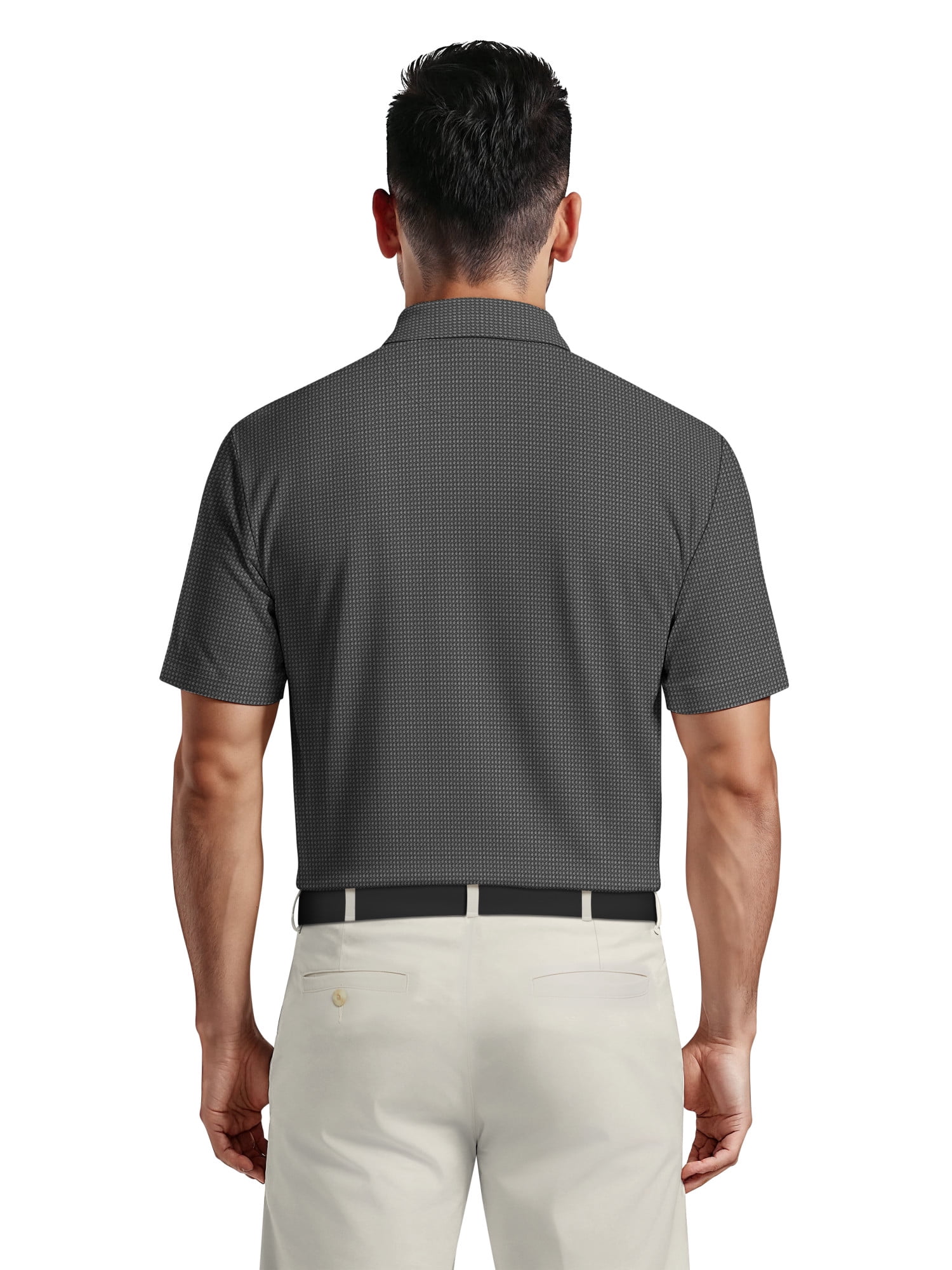 Ben Hogan Men's & Big Men's Performance Eco Mini Geo Jacquard Short Sleeve Polo Shirt, up to 5XL
