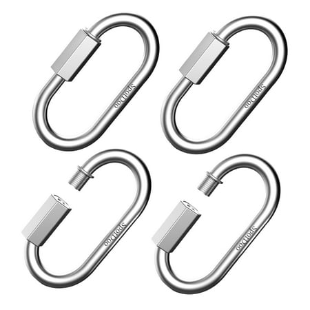 

SpotDoo 4-Pack 3 Inch Stainless-Steel Chain Quick Links - 5/16 Inch Diameter Heavy Duty Locking Carabiner(1523 Lbs) Chain Connector for Hammocks Camping Swing Outdoor Traveling Equipment