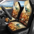 thumbnail image 3 of Pzuqiu Peacock Pattern Car Seat Covers Full Set 3 PCS Front and Rear Seat Cover Set Breathable Full Backrest Suitable for Sedans Truck, 3 of 10