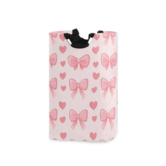 Laundry Basket Laundry Hampers 12.6*11* 22.7 Inch Storage Basket Laundry Hampers is Lightweight and Foldable Pink Bow