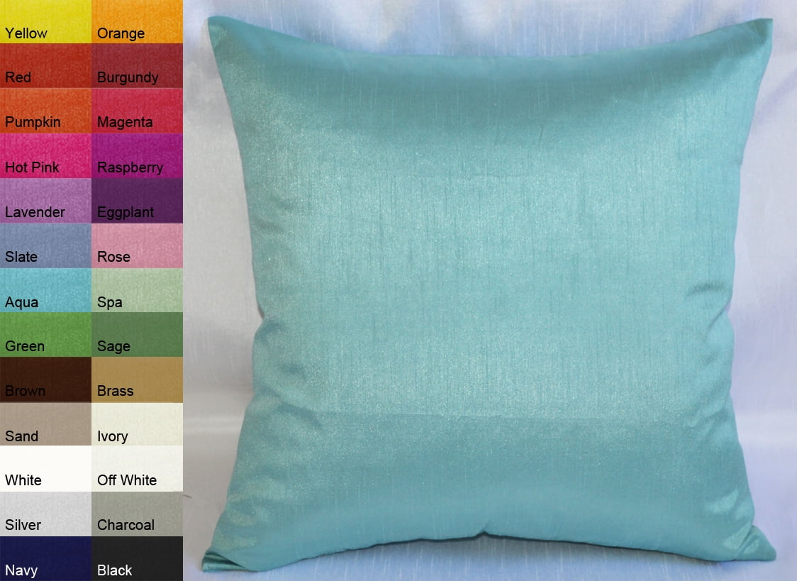 Aiking Home Solid Faux Silk Euro Sham / Pillow Cover 24 by 24 Aqua