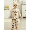 thumbnail image 6 of BemeyourBBs 3Pcs Newborn Baby Boy New To the Herd Outfits Long Sleeve Romper Pants and Hat Set Going Home Clothes, 6 of 8