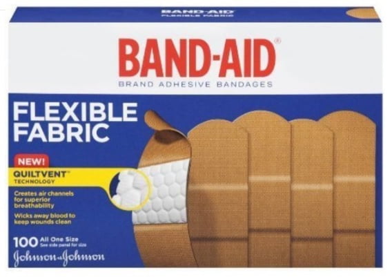 Band-Aid Adhesive Bandages, Flexible Fabric, All One Size 1' X 3' , 100 Count (Pack of 2)