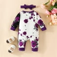 thumbnail image 4 of Kwasome Girls Romper Girls Long Sleeve Floral Prints Pullover Romper Jumpsuit Clothes Purple Sweet Girls Romper 0-3 Months, 4 of 4