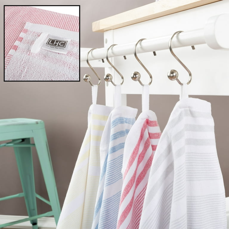 8 Pack 100% Cotton Kitchen Towels with Vintage Striped Pattern by Somerset Home 16x28 inch, Size: 16\ x 28\