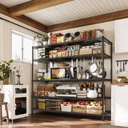 55.2W x 85.8H Wire Shelving Rack 3000Lbs Metal Storage Shelves with Wheels 5 Tier Heavy Duty Storage Rack for Garage Rolling Shelving Unit Adjustable Steel Shelves for Kitchen Pantry, Black