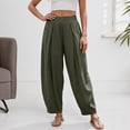 thumbnail image 2 of DHFJKG Womens Harem Pants Summer Casual Loose Fit Mid Rise Pleated Solid Color Tapered Pants With Pockets Lightweight Linen Soft Leisure Trousers, 2 of 8
